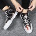 Men Ink Painting Ice Silk Canvas Comfy High Top Breathable Casual Sneakers