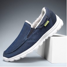 Men Stitching Cloth Warm Comfy Elastic Slip-on Sport Casual Flat Shoes