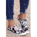 Women's Shoes - Multicolor Floral Print Criss Cross Drawstring Flat Sneakers