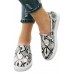 Women's Shoes - White Snakeskin Print Slip-on Loafer