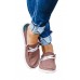 Women's Shoes - Pink Casual Western Pattern Lacing Up Loafers