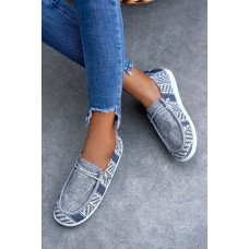 Gray Pattern Patchwork Drawstring Slip On Sneakers