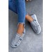 Women's Shoes - Gray Pattern Patchwork Drawstring Slip On Sneakers