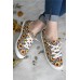 Women's Shoes - Yellow Sunflower Leopard Print Lace-up Round Toe Sneakers