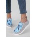 Women's Shoes - Sky Blue Abstract Print Lace up Shoes