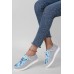 Women's Shoes - Sky Blue Abstract Print Lace up Shoes