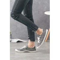 Gray Lace up Casual Canvas Shoes