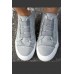 Women's Shoes - Gray Lace-up Platform Sneaker