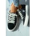 Women's Shoes - Black Star Pattern Lace-up Casual Canvas Sneaker