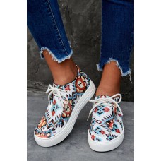 Multicolor Aztec Pattern Lace-up Sneakers