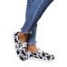 Women's Shoes - Cow Print Lace Up Round Toe Flat Sneakers