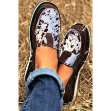 Cow Slip On Round Toe Flat Sneakers