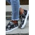 Women's Shoes - Gray Canvas Camo Distressed Sneakers