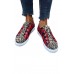 Women's Shoes - Red Plaid Leopard Patchwork Flat Sneakers