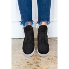 Black Zip Closure Wedge Sneakers