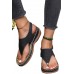 Sandals - Black Faux Leather Buckle Clip Sandals