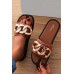 Sandals - Brown Chain Decor Slip-on Flat Sandals