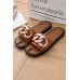 Sandals - Brown Chain Decor Slip-on Flat Sandals