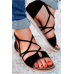 Sandals - Black Rome Suede Open Toe Flat Sole Sandals