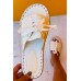 Sandals - White Lace Up Open Toe Canvas Sandals