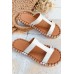 Sandals - White PU Leather Slip-on Sandals