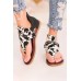 Sandals - Cow Print Flip-Flops Hemp Rope Zipper Sandals