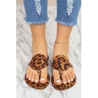 Leopard Print Flip Flops Sandals