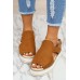 Sandals - Brown Suede Open Toe Wedge Sandals