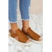 Sandals - Brown Suede Open Toe Wedge Sandals