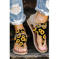 Summer Sunflower Zipper Flat Sandals