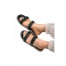 Slippers - Black Braided Slip On Flat Slippers