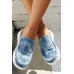 Slippers - Sky Blue Color Block Slip-on Canvas Slippers