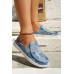 Slippers - Sky Blue Color Block Slip-on Canvas Slippers