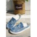 Slippers - Sky Blue Color Block Slip-on Canvas Slippers