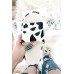 Slippers - White Cow Print Soft Soled Slippers