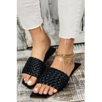 Flat-heel Braided Lattice Slippers