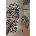 Slippers - Black White Animal Print Rhinestone Flat Slippers