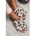 Slippers - Double Straps Leopard Faux Fur Slippers