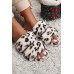 Slippers - Double Straps Leopard Faux Fur Slippers