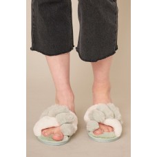 Two Tone Fluffy Bedroom Slippers