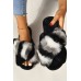 Slippers - Colorblock Criss Cross Open Toe Plush Slippers