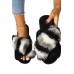 Slippers - Colorblock Criss Cross Open Toe Plush Slippers