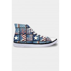 Sky Blue Men's American Flag High Top Espadrilles