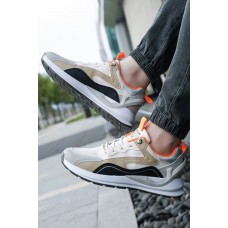 Orange Color Block Lace-up Men's Running Shoes