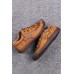 Men's Shoes - Brown Letter Stitch Trim Lace-up Men's Retro Shoes