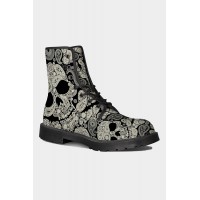 Gray Men's High Top Skull Work Boots