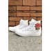 Men's Shoes - White Skull Floral Print High Top Men's Canvas Sneakers