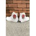 Men's Shoes - White Skull Floral Print High Top Men's Canvas Sneakers