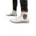 Men's Shoes - White Skull Floral Print High Top Men's Canvas Sneakers